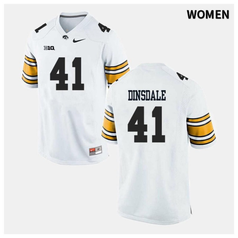 Women's Iowa Hawkeyes NCAA #41 Colton Dinsdale White Authentic Nike Alumni Stitched College Football Jersey MB34T46LD